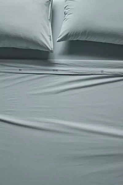Anthropologie Taylor Organic Cotton Percale Embroidered Sheet Setu200b In Blue