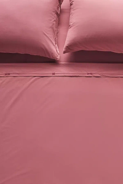 Anthropologie Taylor Organic Cotton Percale Embroidered Sheet Setu200b In Red