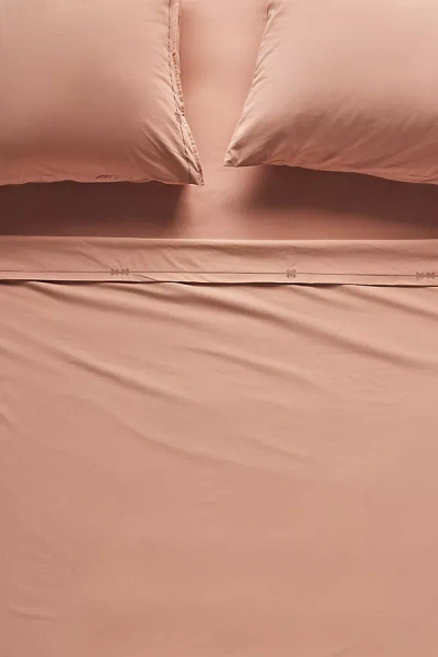 Anthropologie Taylor Organic Cotton Percale Embroidered Sheet Setu200b In Brown