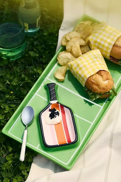 Anthropologie Tennis Court Chip & Dip Serving Platter In Multi