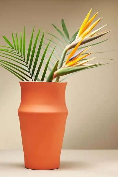 Anthropologie Terracotta Vase In Orange