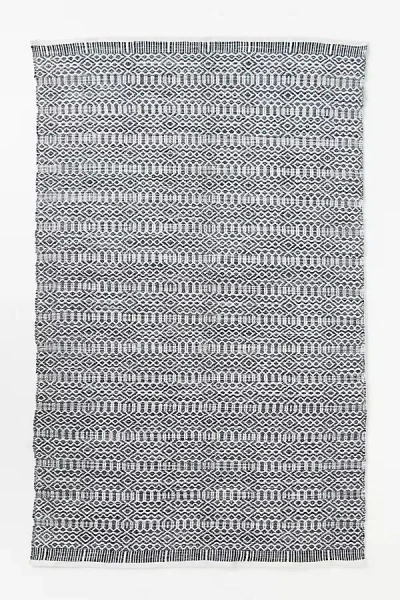 Anthropologie Flatwoven Indoor/outdoor Geometric Rug In Blue
