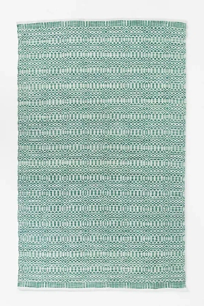 Anthropologie Flatwoven Indoor/outdoor Geometric Rug In Green