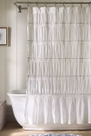 Anthropologie Textured Cotton Shower Curtain In White