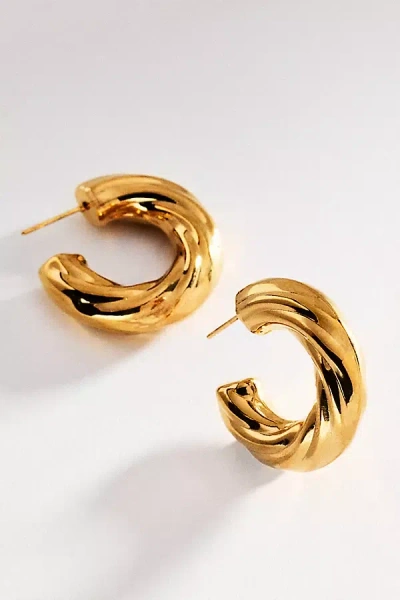 Anthropologie Textured Hoop Post Earrings In Gold