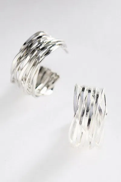 Anthropologie Textured Metal Hoop Earrings In Metallic
