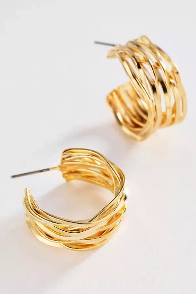 Anthropologie Textured Metal Hoop Earrings In Orange