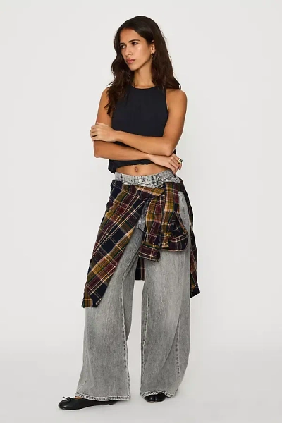 Anthropologie The Adi Mid-rise Relaxed Wide-leg Jeans By Pilcro In Gray