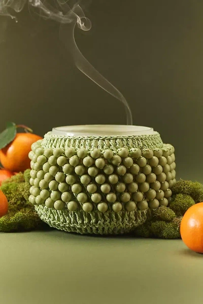 Anthropologie The Beaded Gather Candle By : Fruity Clementine & Jasmine In Green