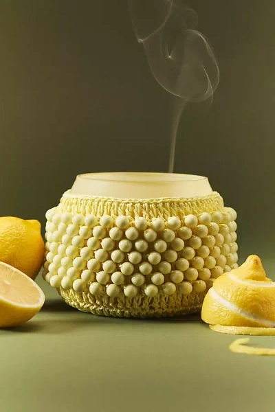 Anthropologie The Beaded Gather Candle By : Fruity Sun-kissed Lemon In Yellow