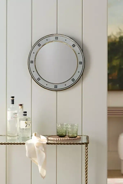 Anthropologie The Bistro Tile Round Gallery Wall Mirror In Gray