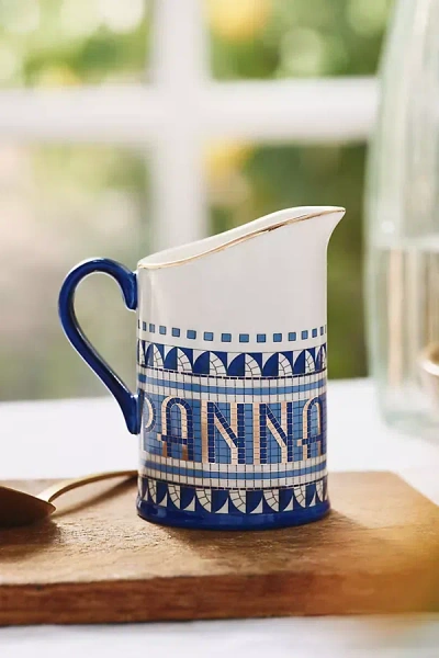Anthropologie The Bistro Tile Stoneware Creamer: Italia Edition In Blue