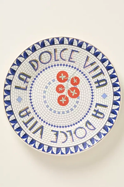 Anthropologie The Bistro Tile Stoneware Dessert Plate: Ciao Edition In Multi
