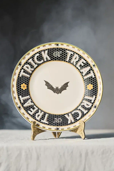 Anthropologie The Bistro Tile Stoneware Dessert Plate: Halloween Edition