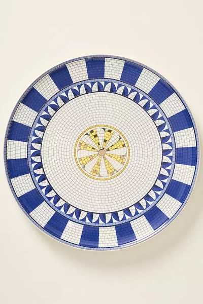 Anthropologie The Bistro Tile Stoneware Dinner Plate: Ciao Edition In Blue