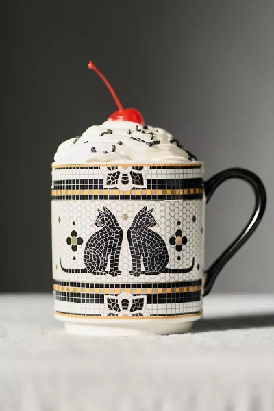 Anthropologie The Bistro Tile Stoneware Mug: Halloween Edition