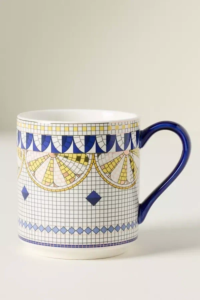 Anthropologie The Bistro Tile Stoneware Mug: Italy Edition In Blue