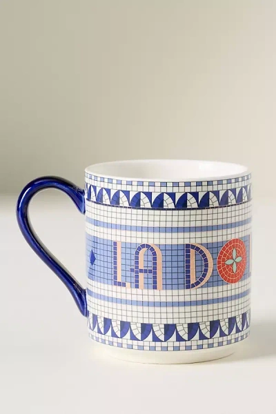 Anthropologie The Bistro Tile Stoneware Mug: Italy Edition In Blue
