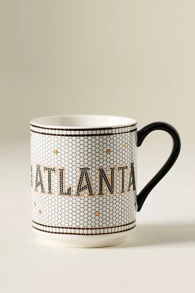 Anthropologie The Bistro Tile Stoneware Mug: Jetsetter Edition In Black