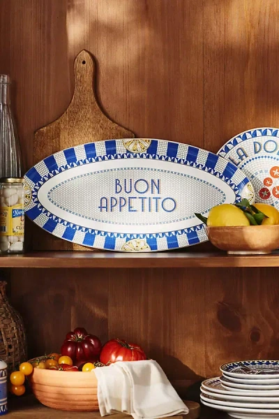 Anthropologie The Bistro Tile Stoneware Platter: Italia Edition In Blue