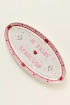 Anthropologie The Bistro Tile Stoneware Platter: Valentine's Day Edition In Red