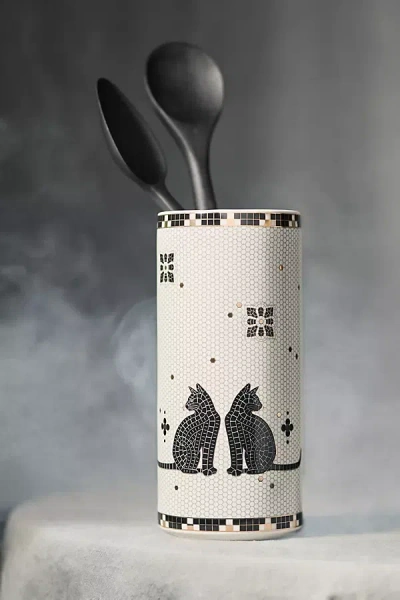 Anthropologie The Bistro Tile Stoneware Vase: Halloween Edition In Multi