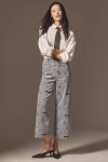 Anthropologie The Colette Corduroy Crop Wide-leg Trousers By Maeve: Embroidered Icon Edition In Blue