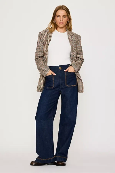 Anthropologie The Colette Whipstitch Full-length Wide-leg Jeans By Maeve In Blue