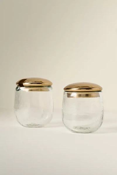 Anthropologie The Collective Artisan Pebbled Cream & Sugar Set In Gold