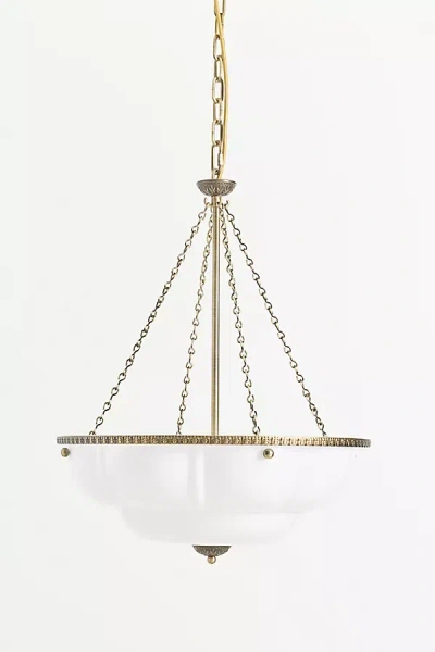 Anthropologie The Eloise Scallop Milk Glass Chandelier In Multi