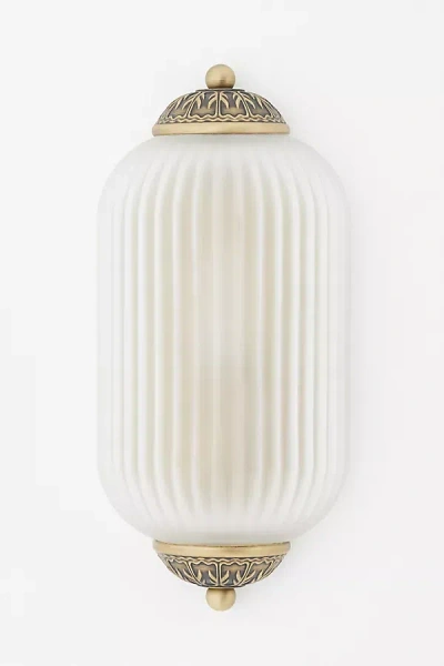 Anthropologie The Eloise Scallop Ribbed Glass Flush Sconce Wall Light In Gold