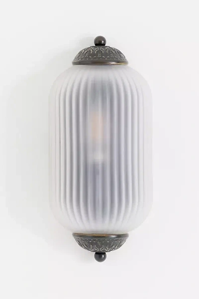 Anthropologie The Eloise Scallop Ribbed Glass Flush Sconce Wall Light In Gray