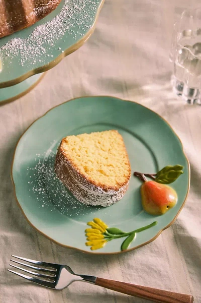 Anthropologie The Faye Icon Stoneware Dessert Plate: Fall Edition In Green