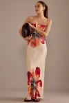 Anthropologie The Fleur Strapless Satin Maxi Slip Dress In Multi