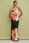 Anthropologie The Fleur Strapless Satin Maxi Slip Dress In Multi
