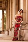 Anthropologie The Fleur Strapless Satin Maxi Slip Dress In Multicolor