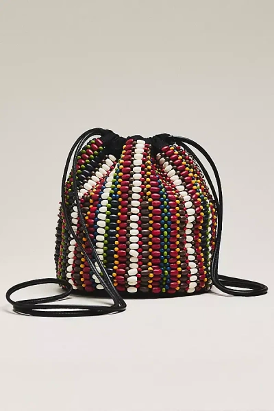 Anthropologie The Great. Beaded Cinched Bucket Bag In Multi