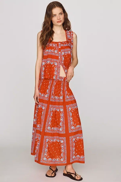 Anthropologie The Great. The Victorian Cotton Square-neck Tank Top In Red