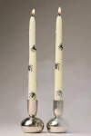 Anthropologie The Icon Halloween Taper Candles, Set Of 2: Spider Edition In Neutral