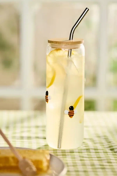 Anthropologie The Icon Juice Glass Large Tumbler With Lid In Yellow
