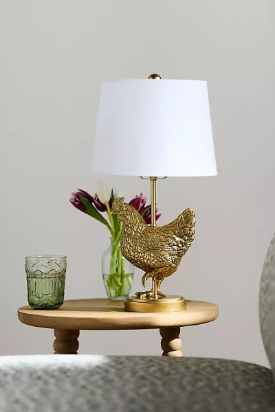 Anthropologie The Icon Table Lamp: Chicken Edition In Gold