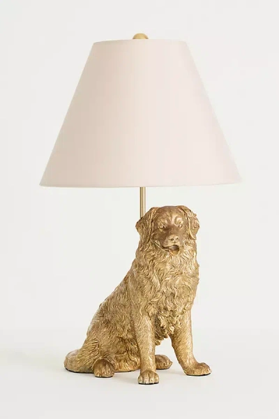 Anthropologie The Icon Table Lamp: Dog Edition In Gold