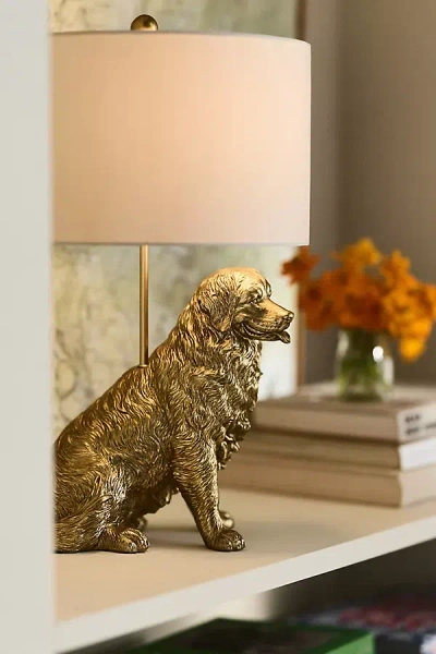 Anthropologie The Icon Table Lamp: Dog Edition In Gold