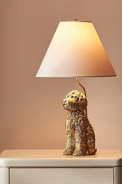 Anthropologie The Icon Table Lamp: Dog Edition In Gold