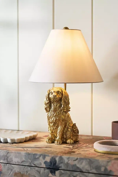 Anthropologie The Icon Table Lamp: Dog Edition In Gold