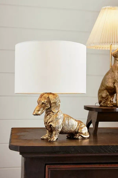 Anthropologie The Icon Table Lamp: Dog Edition In Gold