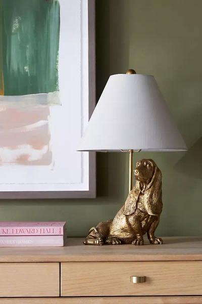 Anthropologie The Icon Table Lamp: Dog Edition In Gold