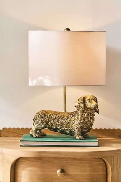 Anthropologie The Icon Table Lamp: Dog Edition In Gold