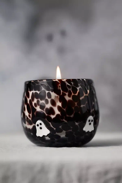 Anthropologie The Icon Woody Palo Santo & Saffron Pressed Bead Glass Candle In Black