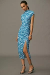 Anthropologie The Maya Ruched Cowl-neck Dress: Mesh Edition In Blue